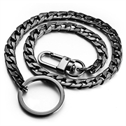 Bæltekæde-nøglekæde. Panserkæde med karabinhage. Sort. 40 cm.